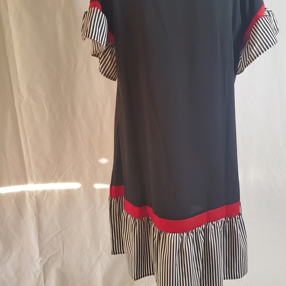 SHEIN Women's Contrast Stripped Flounce Sleeve Smock Dress NWOT - Picture 10 of 14